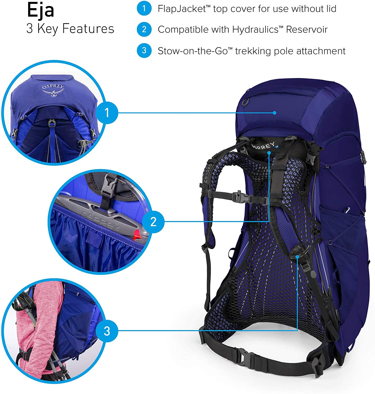 Рюкзак Osprey Eja 38 Equinox Blue WM фіолетовий Рюкзак Osprey Eja 38 Equinox Blue WM фіолетовий