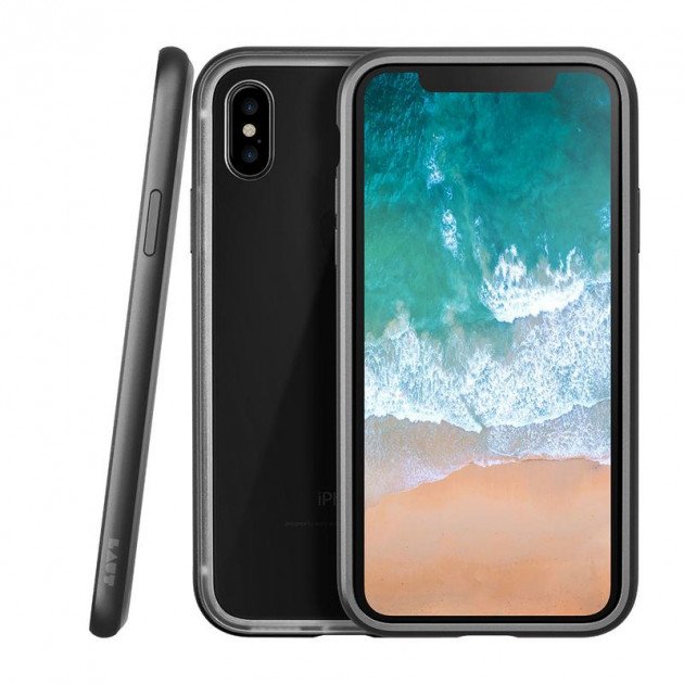 Чехол Laut EXO-FRAME Aluminium bampers для iPhone Х Matt Black (LAUT_iP8_EXI_GM)